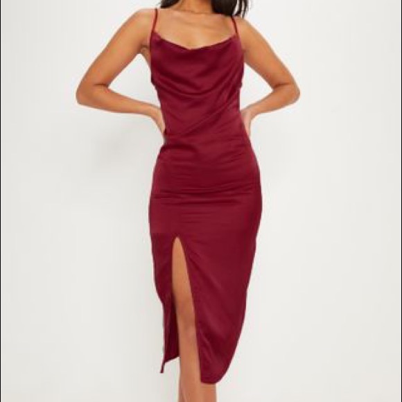 mid length satin dress